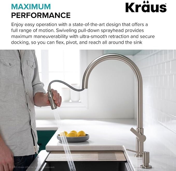 KRAUS Oletto High-Arc Single Handle Pull-Down Kitchen Faucet in Matte Black - Image 6
