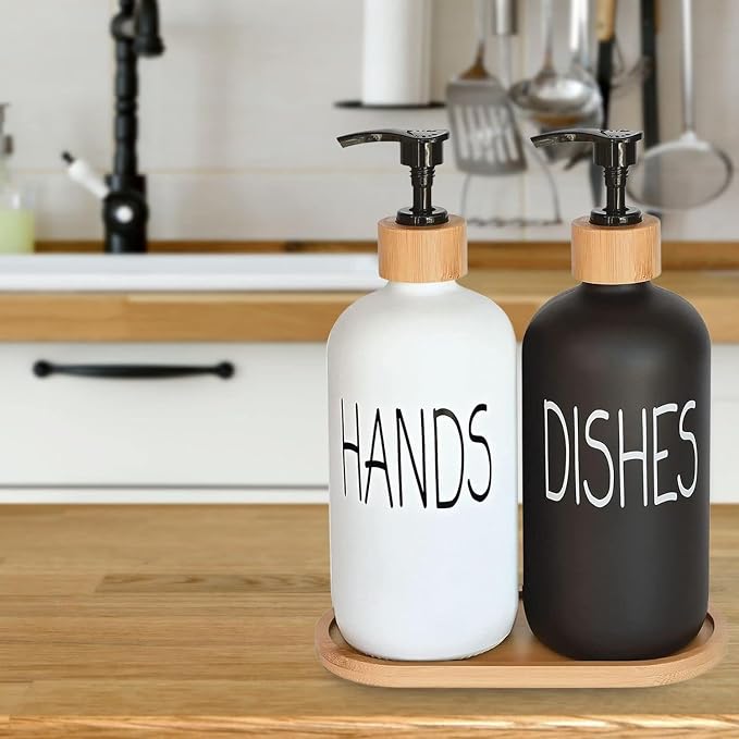 Glass Soap Dispenser Set, Hand Soap and Dish Soap Dispenser - Image 4