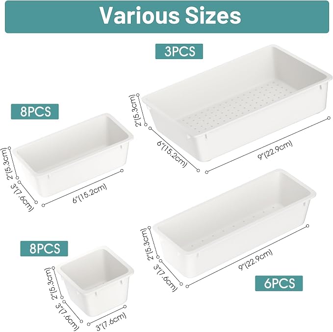 25 PCS Plastic Drawer Organizer Set, Makeup Organizers and Storage Bins | 4 - Image 2