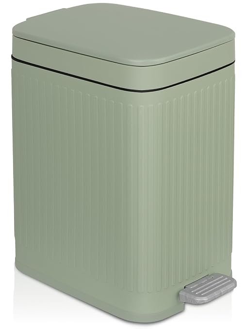 Small Bathroom Trash Can with Lid, 2.6 Gallon Slim Soft Close Step, Kitchen & by rejomiik