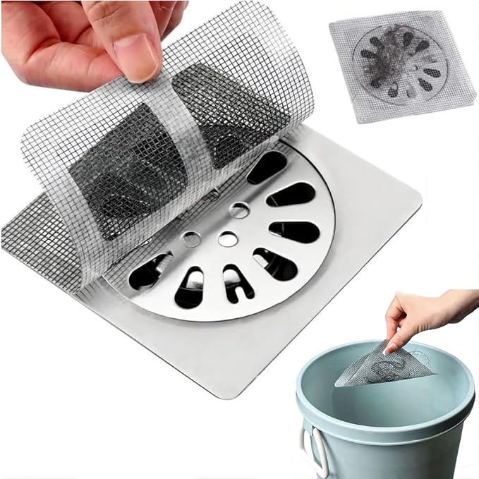 Disposable Shower Drain Hair Catcher Mesh Stickers, Stainless Steel Hair Catcher by WangCai