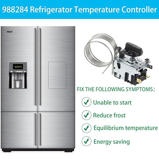 Upgraded 988284 Refrigerator Thermostat Temperature Control Kit Compatible for True Refrigerators800382 077B6856 Freezer Thermostat， Fit for TSSU, TUC, TWT, TPP, GDM, GEM,TBB, TCM, TDD, TGU, TGW, TMC