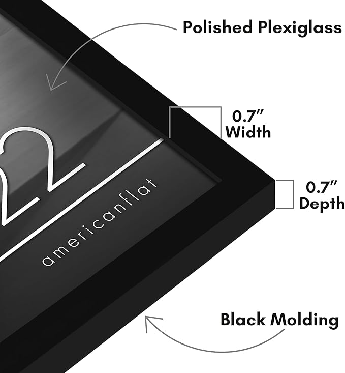 Americanflat 16x22 Picture Frame with Polished Plexiglass - Streamline Collection - Thin Border Picture Frame for Wall Display - Hanging Hardware Included - Black