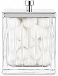 Vince Camuto Home Glass Cotton Jar Holder – Silver Lid, Elegant Bathroom by Unknown