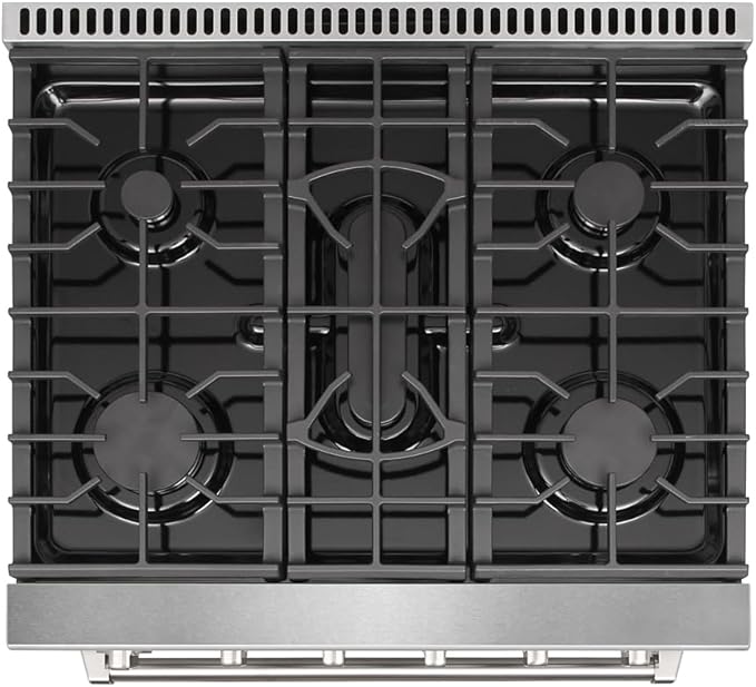 KOSTCH 30 inch Professional Freestanding Pro-Style Natural Gas Range or Liquid Propane Gas Range with 5 Burners, 4.55 cu.ft. Oven Capacity, in Stainless Steel - KOS-30RG03M (Black)