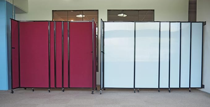 Wall-Mounted Sliding StraightWall Room Divider | Adjustable Widths | Locking Wheels | Room Separator | Up to 15'6" Wide x 7'6" Tall Black Fabric Panels