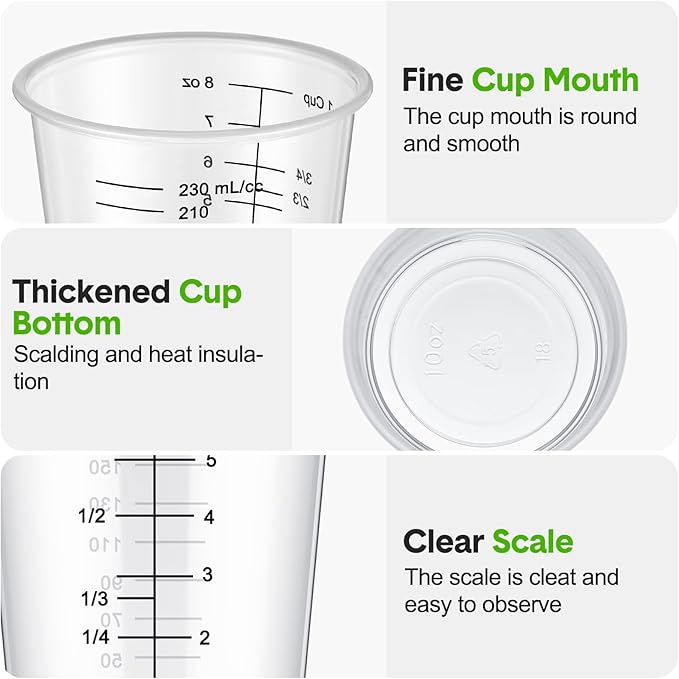 Yunsailing 300 Pack Disposable Measuring Cups for Resin 8 oz Clear Plastic Epoxy Reusable Liquid Mixing Cups for Cooking and Baking Supplies