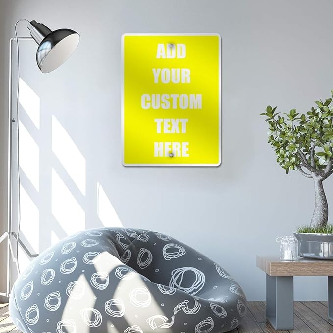 Aluminum Weatherproof Metal Sign Multiple Sizes Custom Personalized Text Here Yellow White Caution Vertical Street 18x24Inches