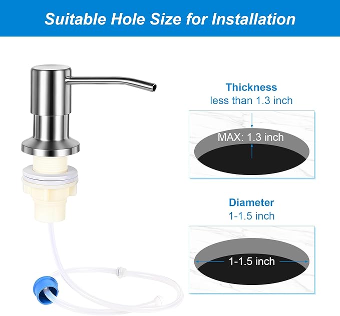 Soap Dispenser for Kitchen Sink, Upgrade Built in Sink Soap Dispenser Brushed - Image 5