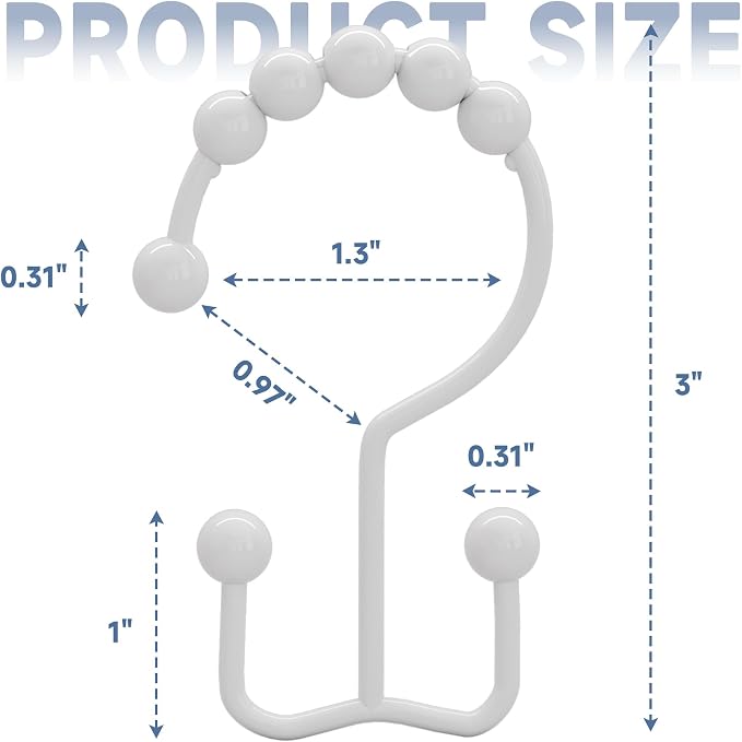 Titanker Shower Curtain Hooks Rings, Rust Resistant Metal Double Glide Shower - Image 7