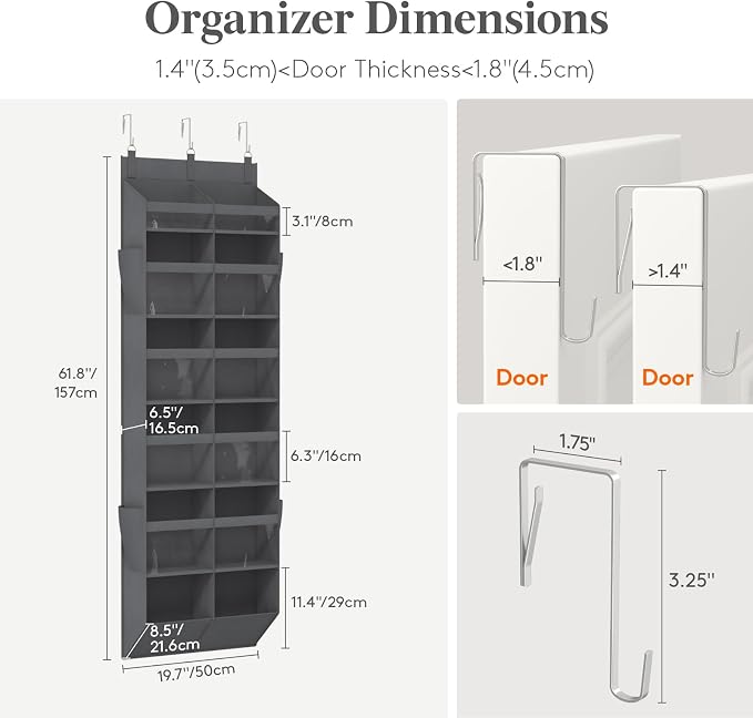 Lifewit 1 Pack Over the Door Organizer, 12 Section Clear Window Hanging Storage - Image 2