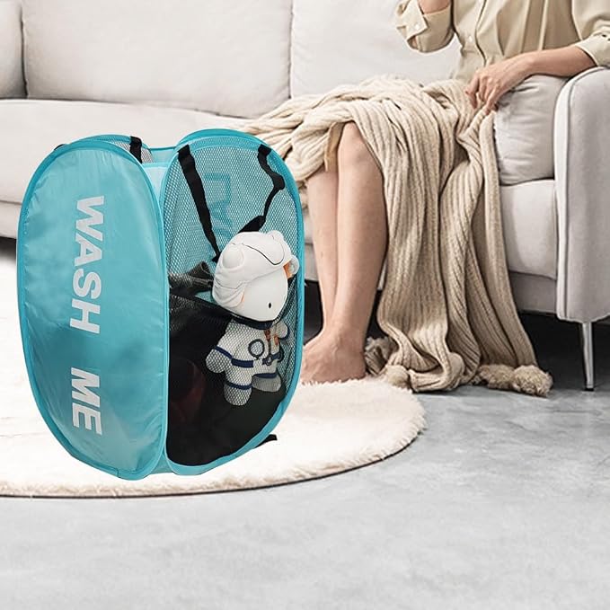 2Pack Mesh Pop Up Laundry Hamper, Foldable Laundry Basket - Image 3