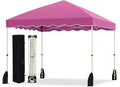 Tangkula 10x10 FT Pop Up Canopy, UPF50+ Easy Set up Instant Tent with Wheeled Bag, 8 Stakes, 4 Anchors, 4 Wind Ropes, 4 Sandbags, Heavy Duty Outdoor Canopy Tent 10x10 for Patio Party Backyard (Pink)