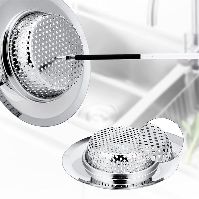 2 Large Wide Edged Stainless Steel Kitchen Sink Filters - Image 6