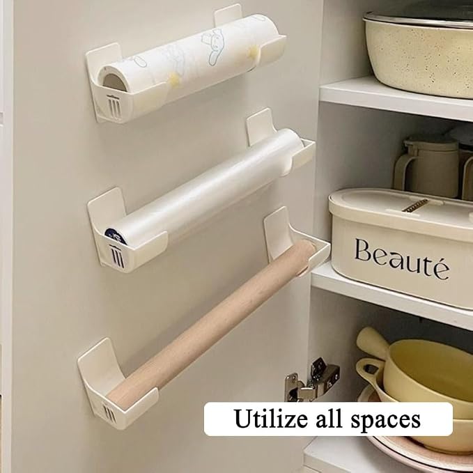 4 Pcs No Punching Trash Bag Dispenser Plastic Bag Holder, Wall Mounted Plastic - Image 7