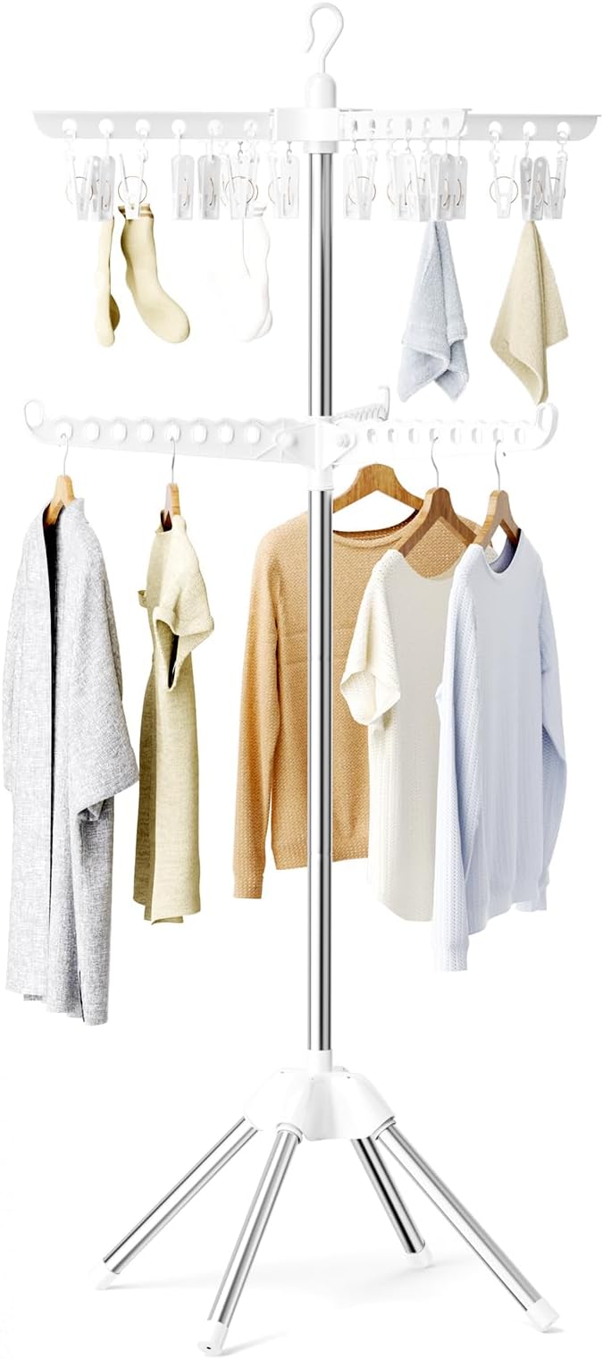 Abiglifty Rotatable and Foldable Clothes Drying Rack, Space Saving Free by ABIGLIFTY