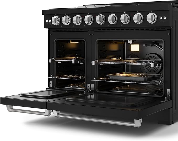 Gordon Ramsay by THOR Kitchen 48 Inch Professional Liquid Propane Range with Tilt Panel Touch Control in Black/Stainless Steel
