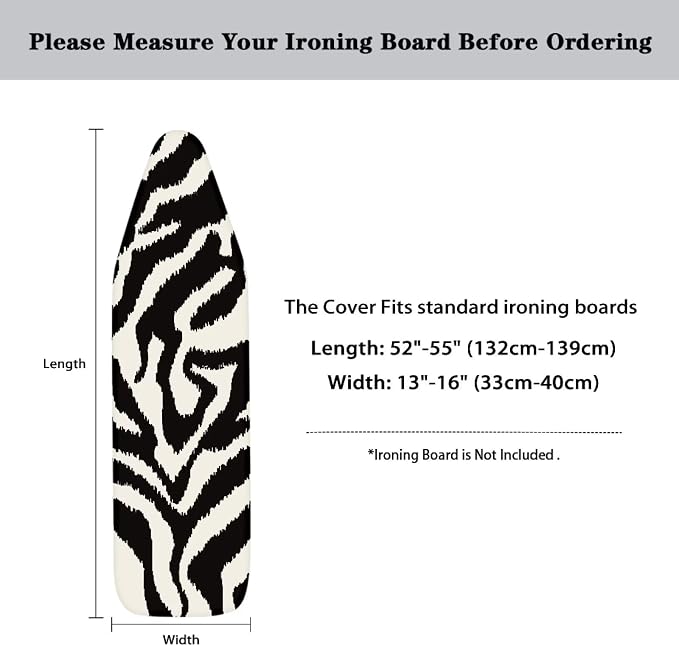 Zebra Pattern Ironing Board Cover and Pad 15x54 Inch Machine Washable Ironing - Image 6