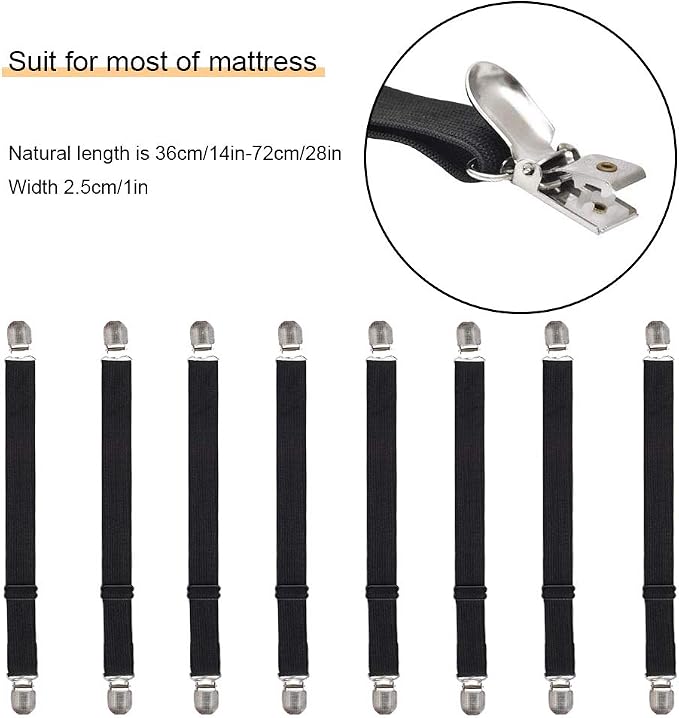 Adjustable Bed Sheet Straps Clips, Elastic Mattress Sheet Fasteners Holder and - Image 4