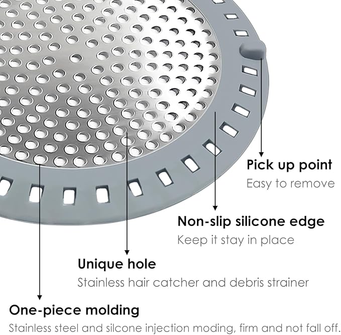 Huntonry Drain Hair Catcher, Shower Hair Drain Catcher, Shower Drain Cover - Image 3