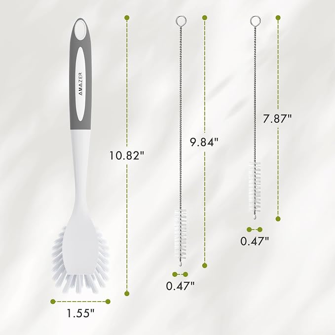 4 Pack Dish Brush with Handle, Kitchen Scrub Brushes - Image 2