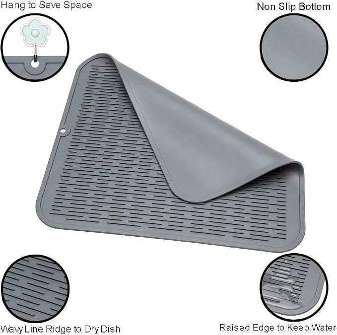 ZLR 2 Pcs Heavy-Duty Silicone Dish Drying Mat - Image 4