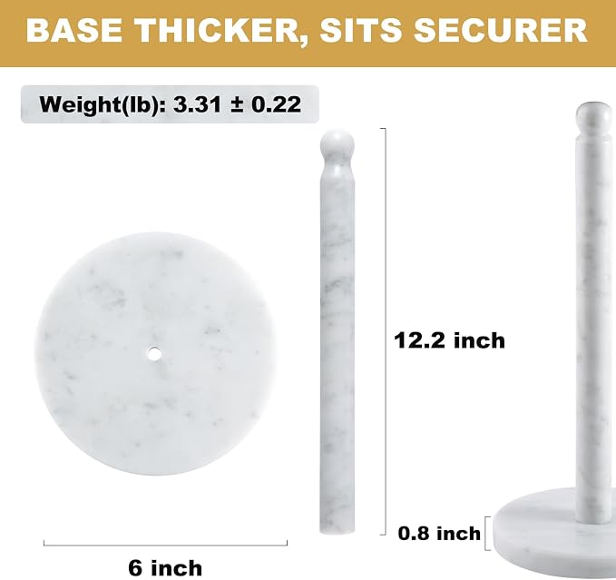 Koville Carrara Marble Paper Towel Holder Countertop, - Image 2
