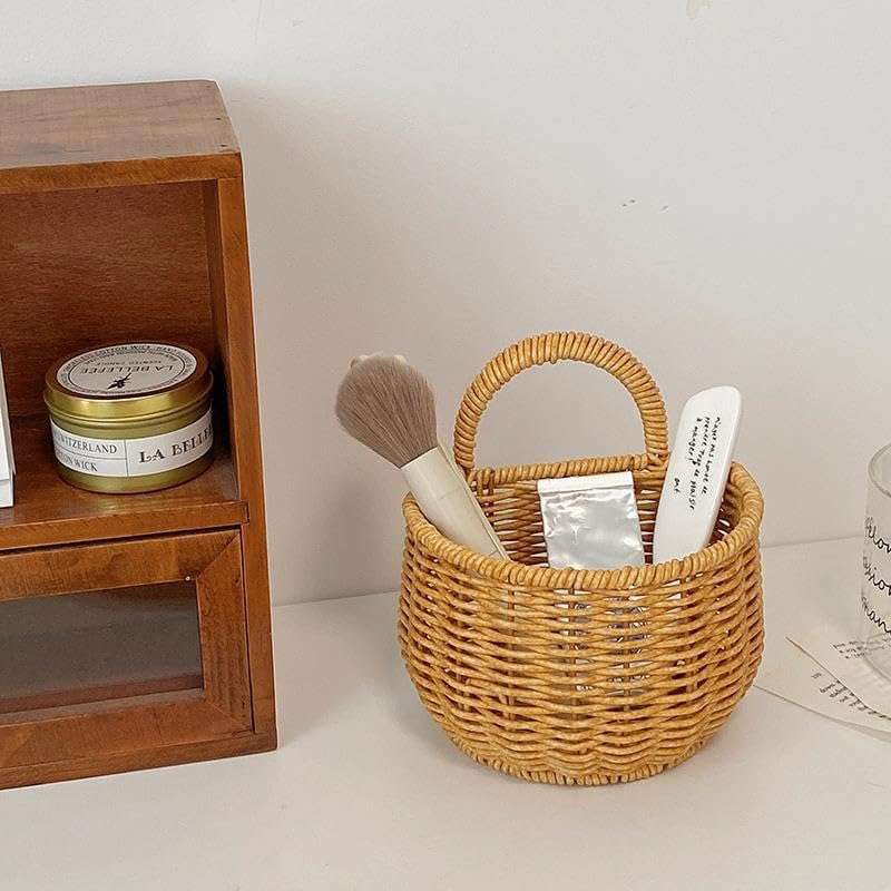 2 Pack Rattan Hanging Storage Baskets Wall Organizer - Image 4