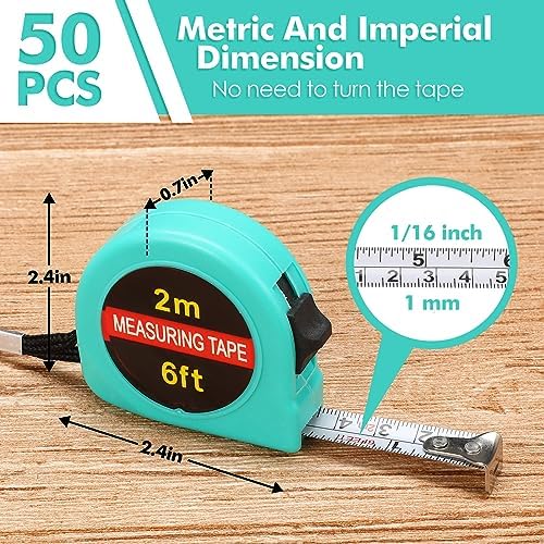Copkim 50 Pcs Small Tape Measure Bulk 6 Ft 2M Mini Measuring Retractable Metric - Image 2