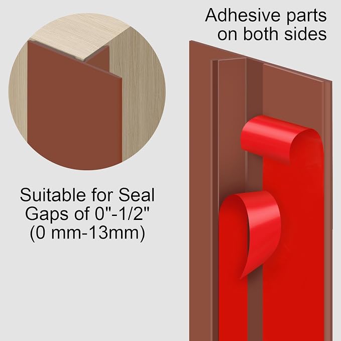 Benory T-Shaped Silicone Door Weather Stripping, 1.38" W x 20 ft | T-shaped - Image 4