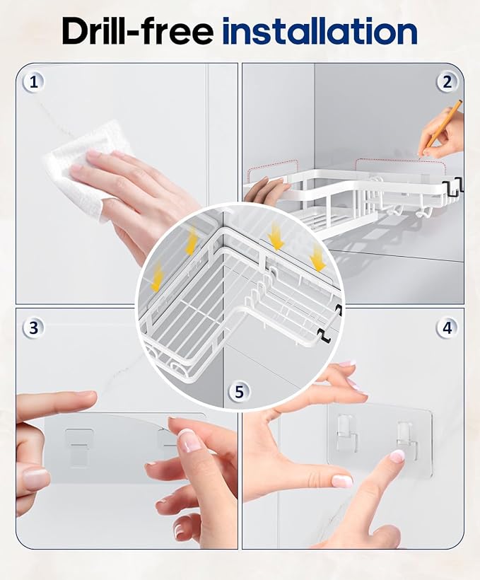 3 Pack Corner Shower Shelves, Rustproof Shower Organizer Caddy - Image 7