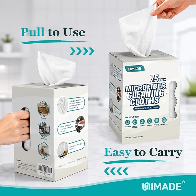 UNIMADE Microfiber Cleaning Cloth, 75 Sheets Microfiber Towels - Image 6