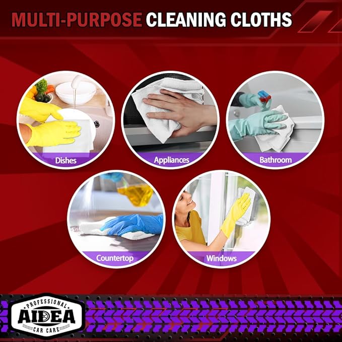 AIDEA White Microfiber Cleaning Cloth 20PK, Cleaning Rags 12×12" | Microfiber - Image 7
