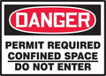 AccuformNMC "Danger Permit Required: Confined Space Do Not Enter", 5 Adhesive Vinyl Safety Labels, 3.5" x 5", LCSP264VSP, American Made Safety Tags, Signs, and Labels
