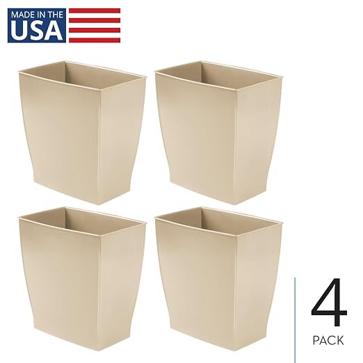 iDesign Small Plastic Bathroom Trash Can, Slim Rectangle Garbage Bin - Image 2