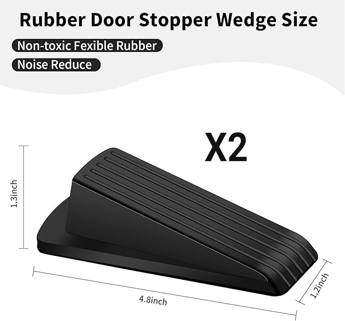 Door Stoppers, 2 Pack Premium Rubber Door Stoppers - Image 2