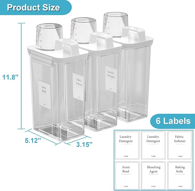 77.8OZ Laundry Detergent Dispenser Container, 3 Pack Liquid Laundry Dispenser - Image 6