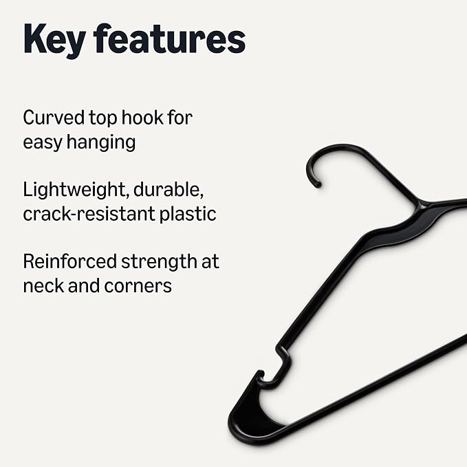 Amazon Basics Space Saving Plastic Clothes Hangers, Sturdy Closet Organizer - Image 2