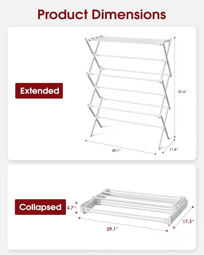 Sakugi Foldable 3-Tier Clothes Drying Rack 37.4" H - Image 2