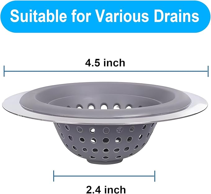 2 Pack Kitchen Sink Drain Strainer Silicone Stainless - Image 3