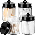 Amolliar Acrylic Apothecary Jar Bathroom Qtip Holder Black 4 Pack by Amolliar