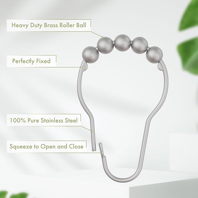 Shower Curtain Hooks, Decorative Shower Curtain Hooks Rust Proof Stainless - Image 4