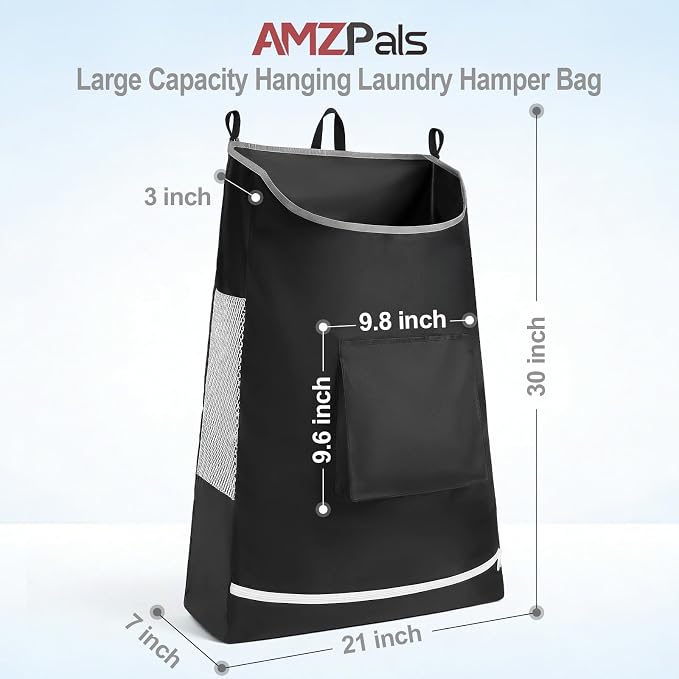 Hanging Laundry Hamper Bag, Extra Large Storage Space, - Image 7