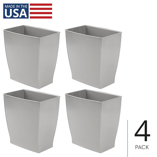 iDesign Small Plastic Bathroom Trash Can, Slim Rectangle - Image 2