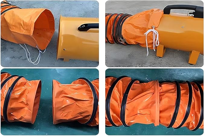 PVC Flexible Duct Hose, HVAC Duct Hosing Flame Retardant for Ventilator Utility Blower Fan with Adjustable Rope and D-Ring, Easy Storage (16inx25ft)