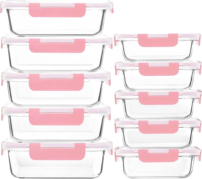 M MCIRCO 10 Pack Glass Food Storage Containers by MMCIRCO
