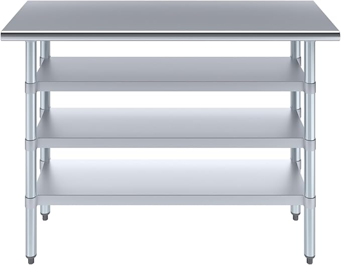 18 in. x 48 in. Stainless Steel Work Table with Three Bottom Shelves | NSF Kitchen Prep Table | Utitly Metal Table