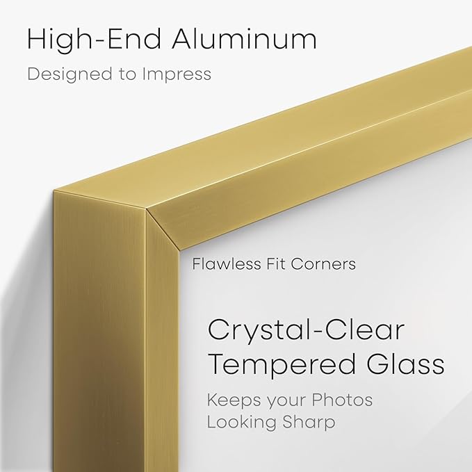 Homeforia 15x18 Diploma Frame Gold, High End Metal 15 x 18 Gold Certificate Frame with Mat 11 x 14, 18by15 Document Frames Matted to 11x14, Graduation Degree Frames, Tempered Glass, Wall Kit, Set of 2