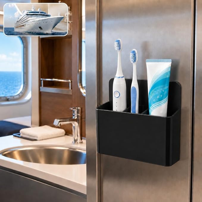Magnetic Toothbrush Holder for Cruise Essentials, Travel Bathroom Organizer | - Image 5