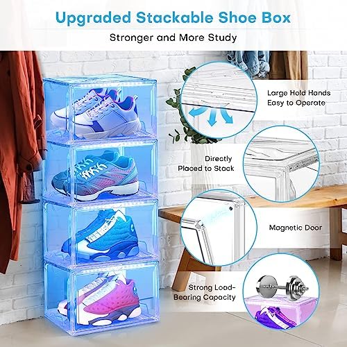 Oltraman LED Smart Shoe Boxes Display Case, Stackable Storage Organizers - Image 5